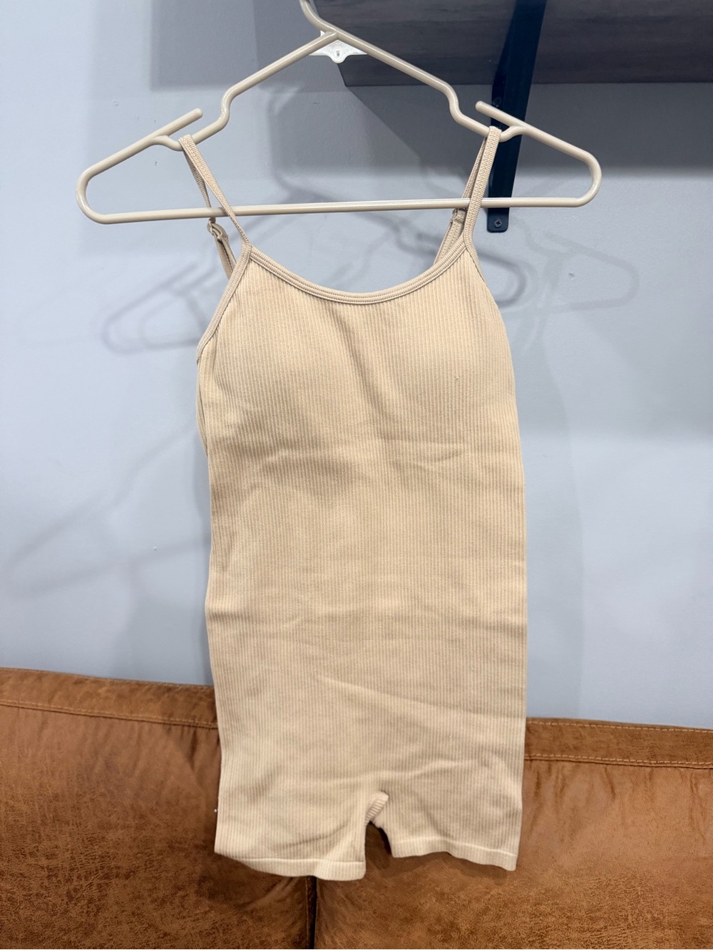 Cream Ribbed One-Piece Romper